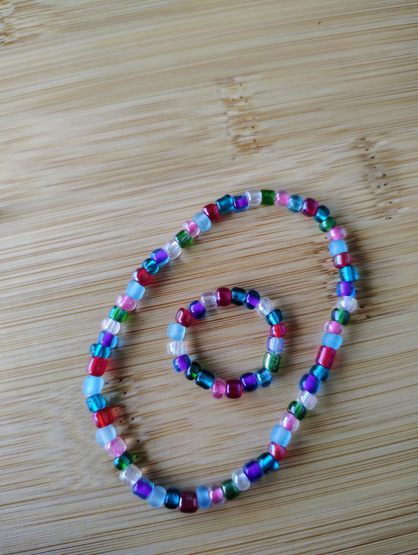 Light Rainbow Seed Bead Bracelet and Ring Set