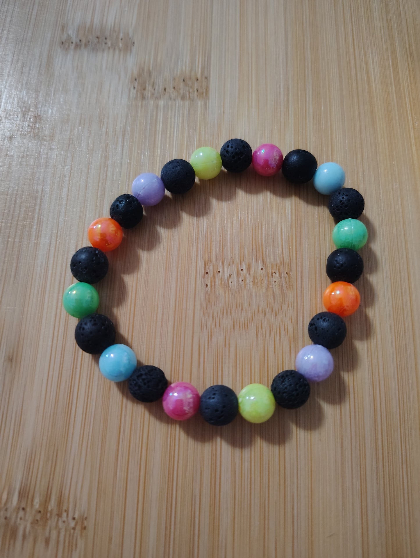 Beautiful Lava Bead and Neon Beaded Bracelet