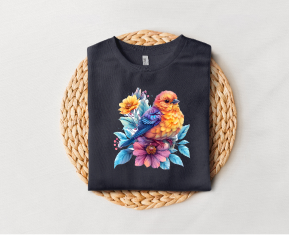 Beautiful Bird and Flower Tee (Flower)