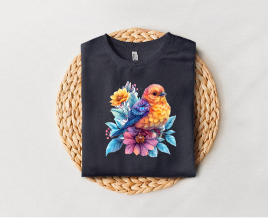 Beautiful Bird and Flower Tee (Flower)