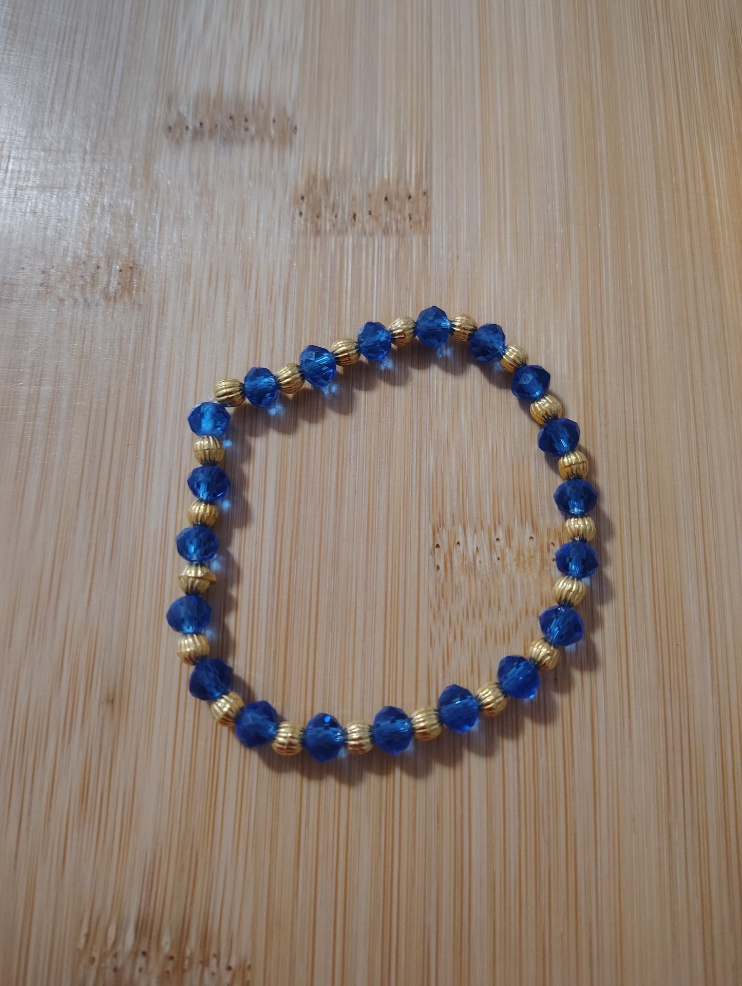 Beautiful Blue and Gold Beaded Bracelet