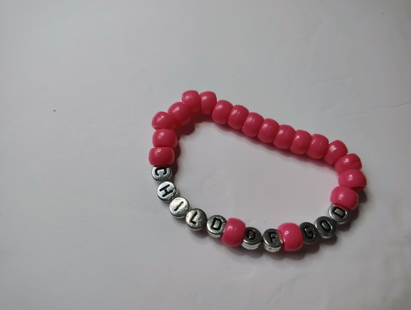 Child Of God Hot Pink Pony Bead Bracelet