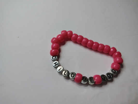 Child Of God Hot Pink Pony Bead Bracelet
