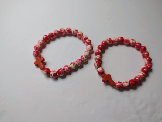 Tye Dye White and Red with Red Cross