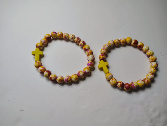 Tye Dye Yellow and Red with Yellow Cross