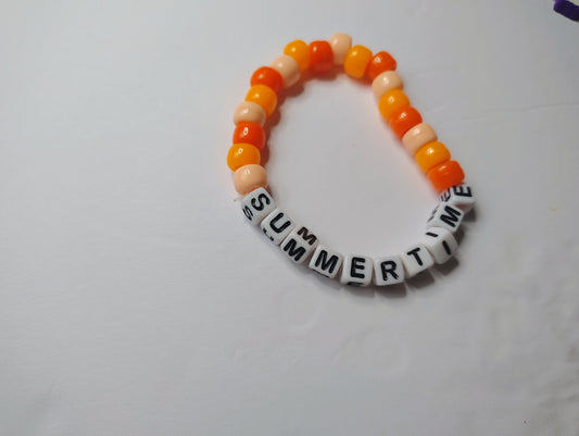 Summertime Orange Pony Beaded Bracelet