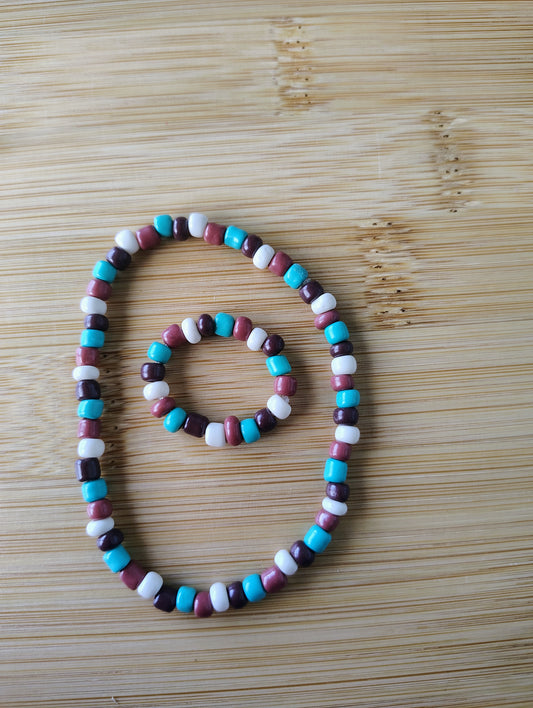 Western Style Seed Bead Bracelet and Ring Set