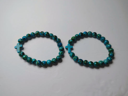 Tye Dye Turquoise and Blue Cross